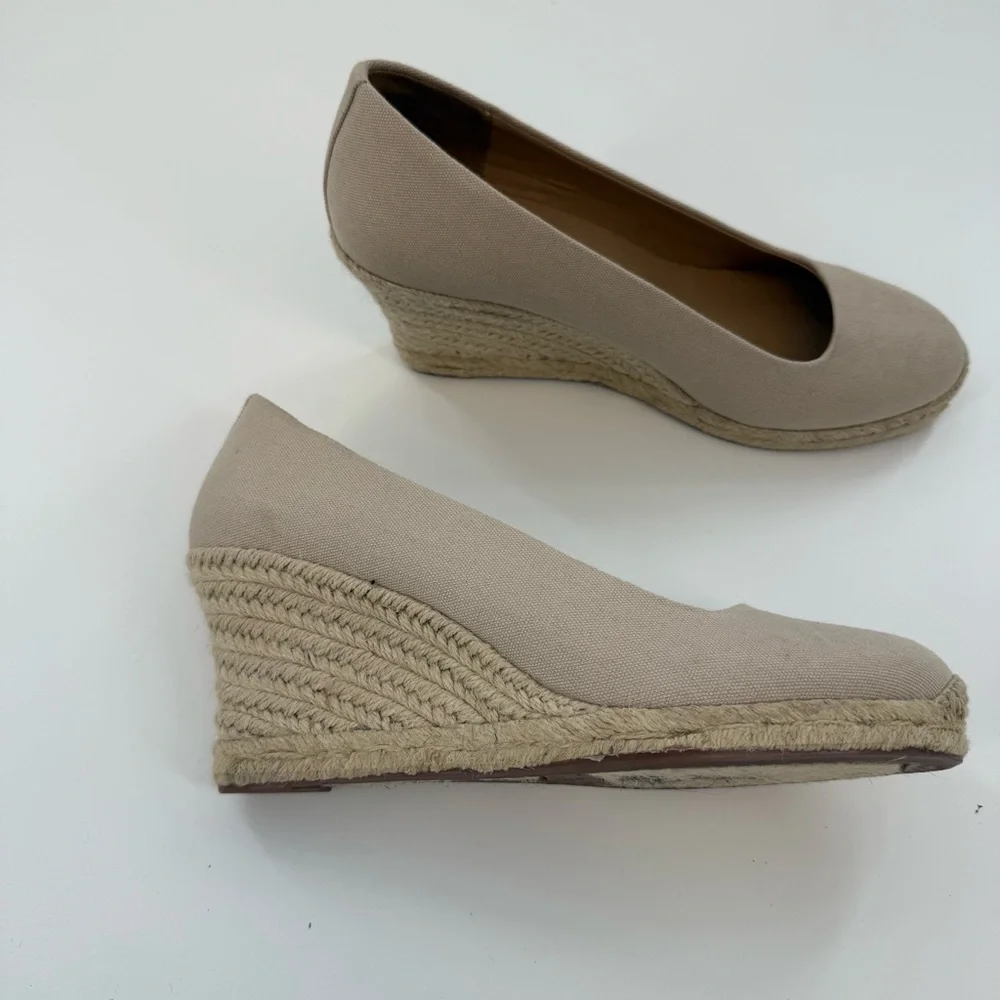J. Crew Factory Canvas Espadrille Wedges Flax Size 9